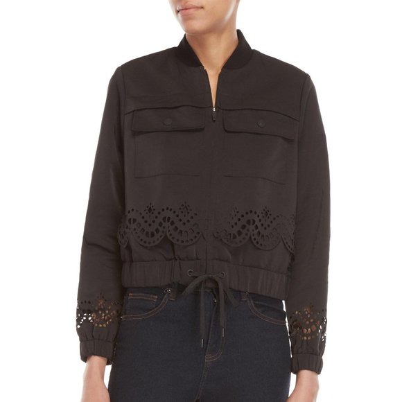 Kendall & Kylie Black Laser Cut Bomber Jac… - Picture 2 of 6